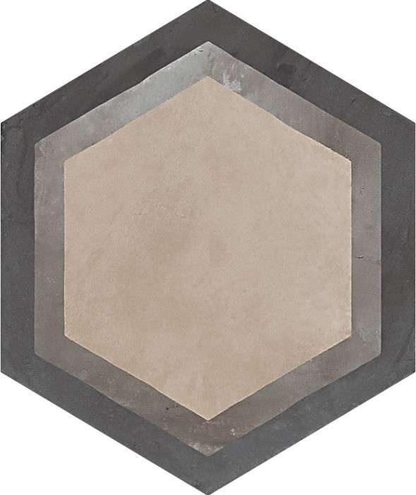 TERRA CORNICE HEXAGONAL - 25x21,6cm - GRIS - Carrelage hexagonal motif linéaire