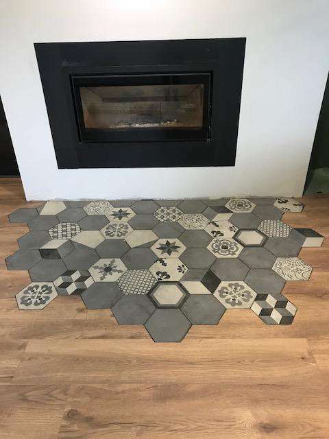 TERRA MIX PATCHWORK Froid - 25x21,6 cm - HEXAGONAL Carrelage aspect de ciment vieilli