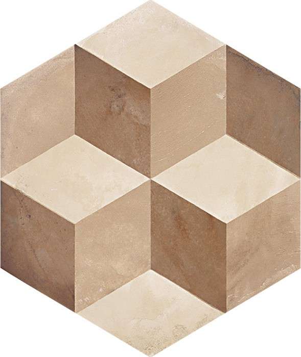 TERRA MIX PATCHWORK HEXAGONAL Chaud - 25x21,6 cm  Carrelage aspect de ciment vieilli Beige