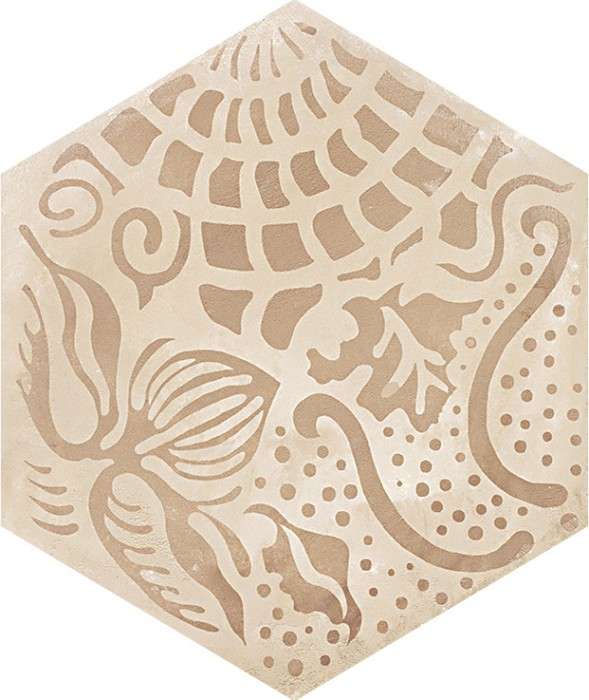 TERRA MIX PATCHWORK HEXAGONAL Chaud - 25x21,6 cm  Carrelage aspect de ciment vieilli Beige