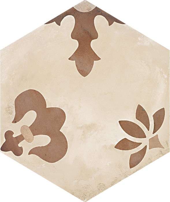 TERRA MIX PATCHWORK HEXAGONAL Chaud - 25x21,6 cm  Carrelage aspect de ciment vieilli Beige