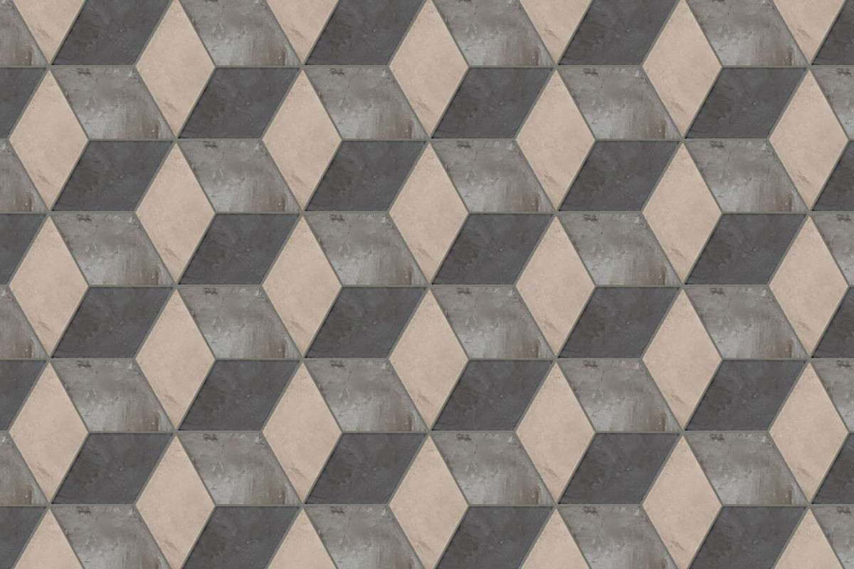 TERRA ROMBO HEXAGONAL - 25x21,6 cm - GRIS - Carrelage hexagonal motif cube