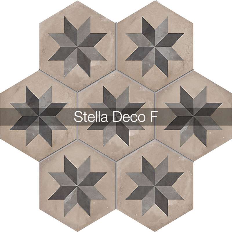 TERRA STELLA HEXAGONAL - 25x21,6 cm - GRIS - Carrelage hexagonal motif étoile