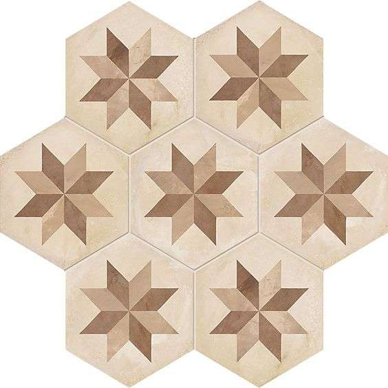 TERRA STELLA HEXAHONAL 25x21,6 cm BEIGE - Carrelage hexagonal motif étoile