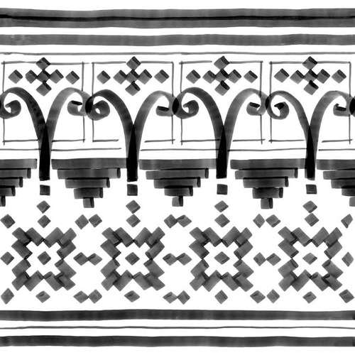 VODEVIL BELLARIA 2 BORDURE 20 x 20 cm MOTIF NOIR ET BLANC FEUTRÉ Carrelage aspect carreaux de ciment