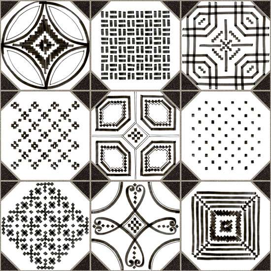 WORLD PARKS VONDEL - Carrelage avec petits motifs mosaïques blanc et noir