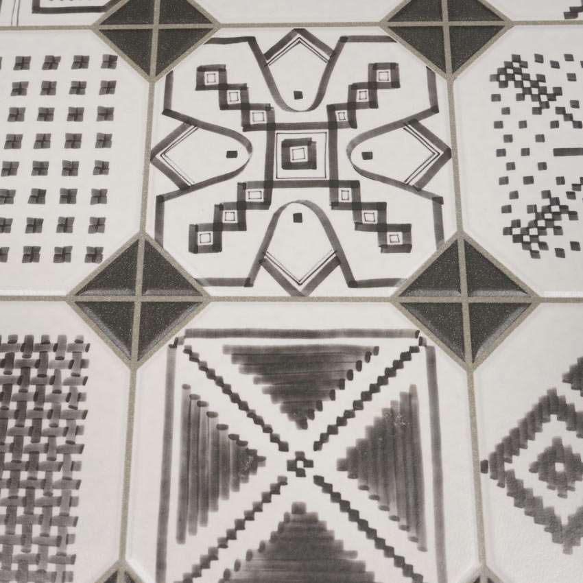 WORLD PARKS VONDEL - Carrelage avec petits motifs mosaïques blanc et noir