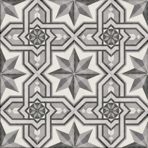 ART NOUVEAU - CINEMA GREY - Carrelage 20X20 cm aspect carreaux de ciment vieilli gris