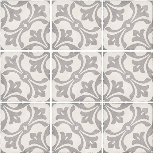 ART NOUVEAU - LA RAMBLA GREY - Carrelage 20X20 cm aspect carreaux de ciment vieilli gris