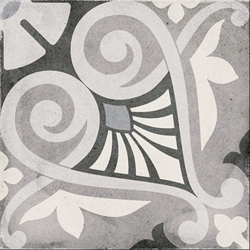 ART NOUVEAU - OPERA GREY - Carrelage 20X20 cm aspect carreaux de ciment vieilli gris