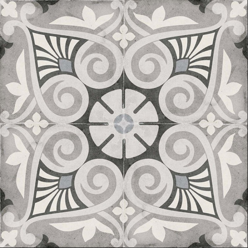 ART NOUVEAU - OPERA GREY - Carrelage 20X20 cm aspect carreaux de ciment vieilli gris