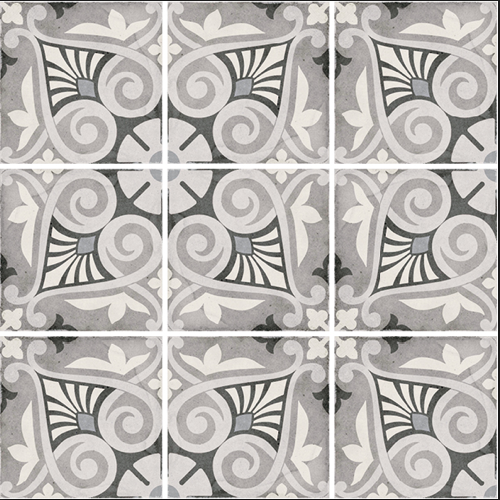 ART NOUVEAU - OPERA GREY - Carrelage 20X20 cm aspect carreaux de ciment vieilli gris