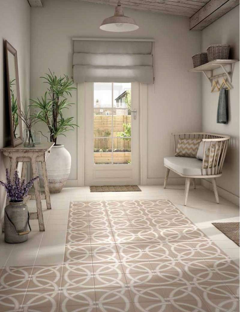 CAPRICE - UNI TAUPE - Carrelage 20x20 cm aspect carreaux de ciment beige foncé