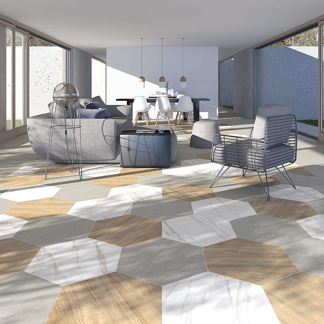 HEXAGONO BELICE NATURAL - Carrelage hexagonal aspect bois grand format