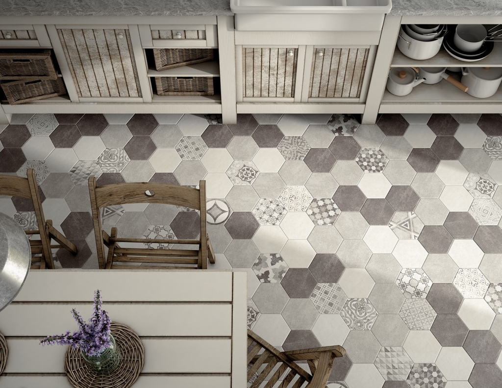 HEXATILE CEMENT - GREY - Carrelage 17,5x20 cm hexagonal uni aspect ciment gris