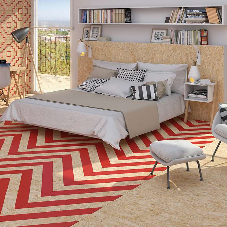 NENETS STRAND ROJO Carrelage aspect bois OSB rouge