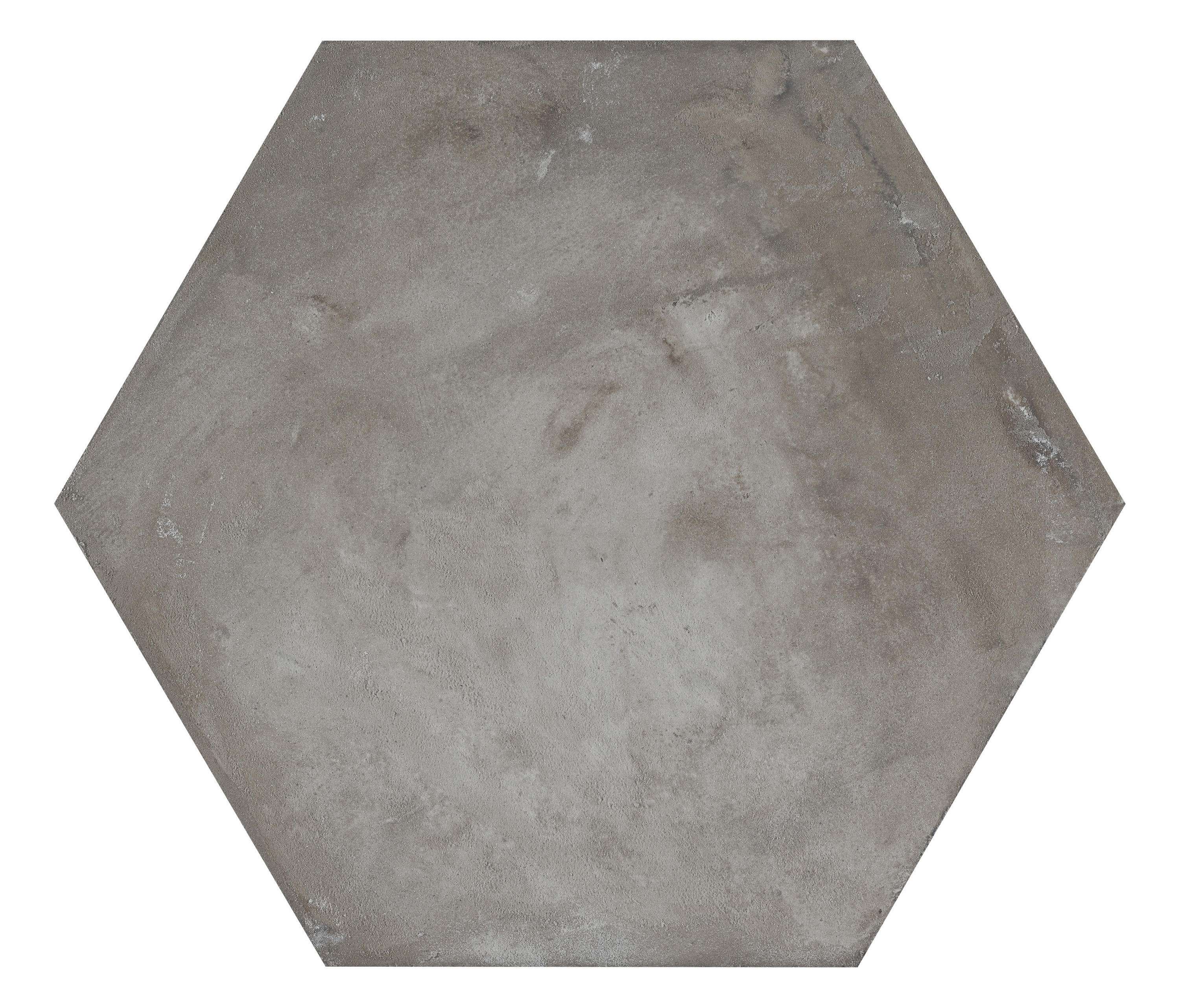 TERRA ANTRACITE HEXAGONAL 25x21,6 cm - Uni Carrelage aspect ciment vieilli - Gris