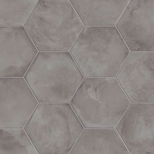 TERRA ANTRACITE HEXAGONAL 25x21,6 cm - Uni Carrelage aspect ciment vieilli - Gris