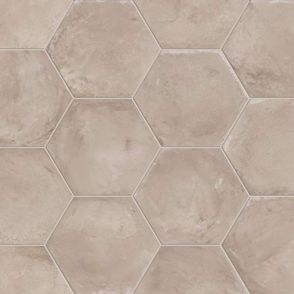 TERRA GRIGIO - 25x21,6 cm HEXAGONAL Uni Carrelage aspect ciment vieilli - Gris perle