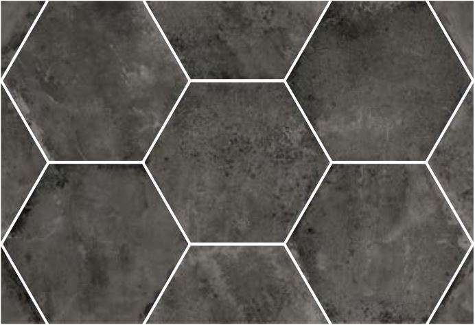 URBAN HEXA DARK - Carrelage 29,2 x 25,4 cm Hexagonal aspect Béton Noir