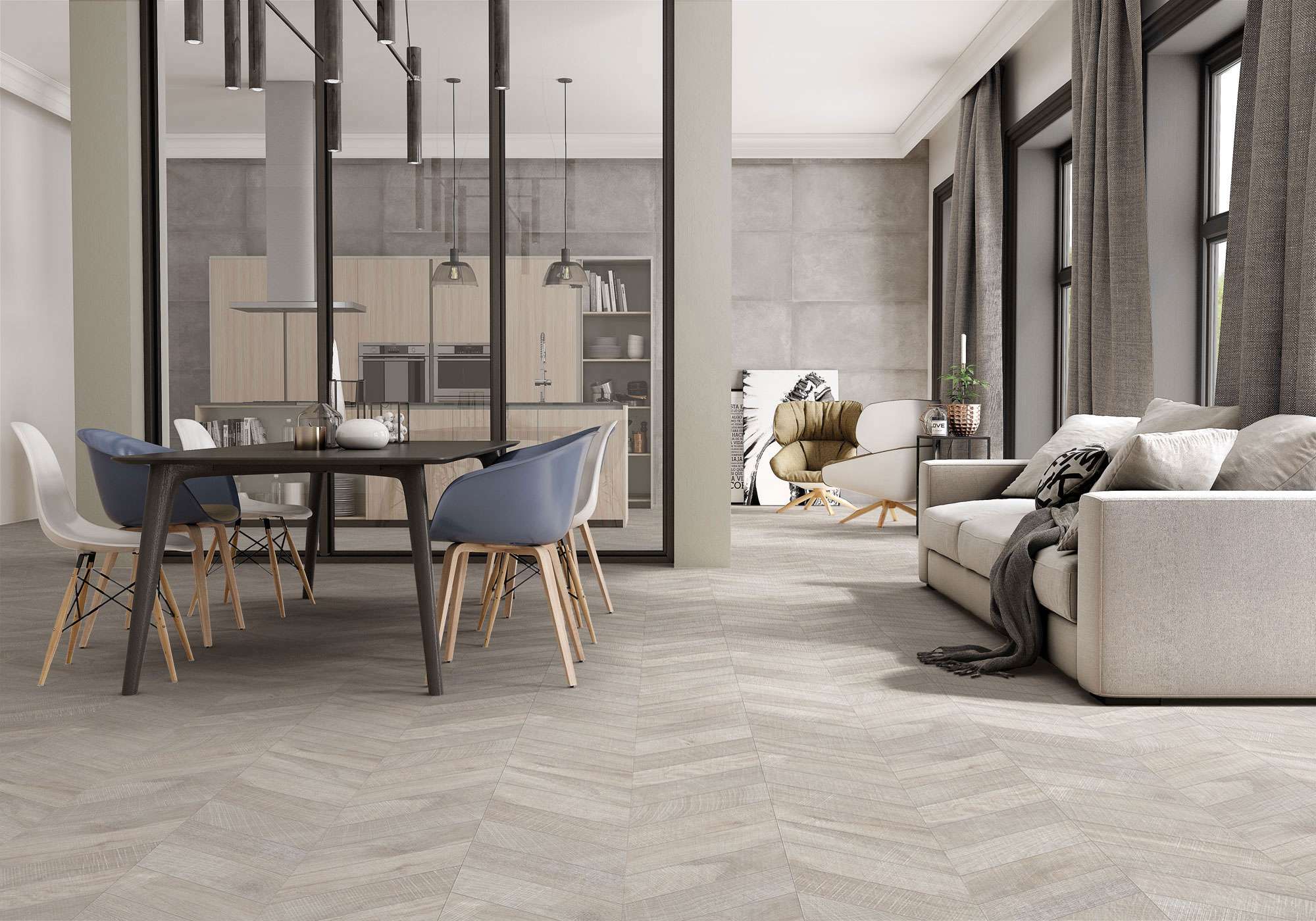 ARTWOOD CHEVRON GREY - 60x120cm - Carrelage aspect bois en chevron