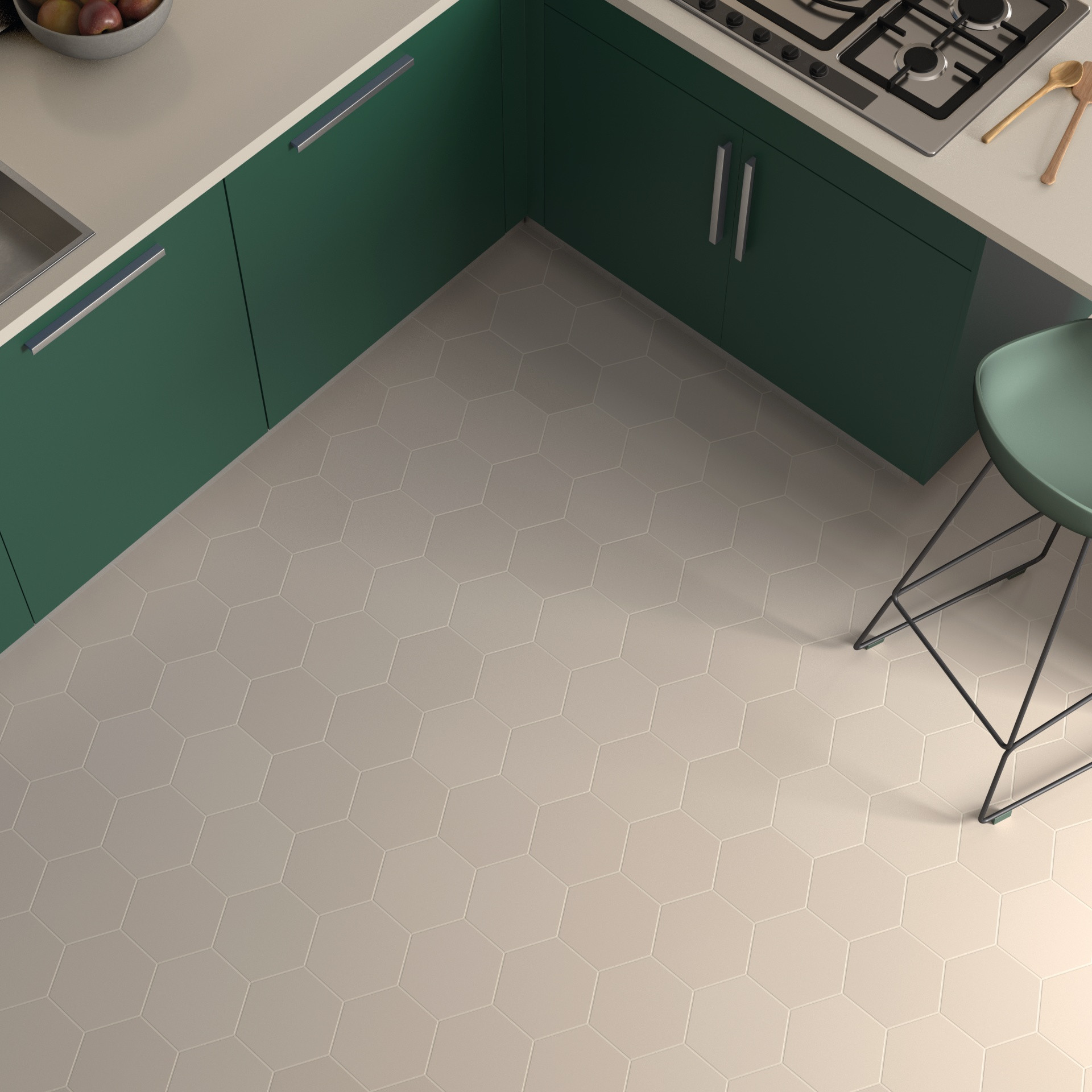 COIMBRA TAUPE 30634 - Carrelage 17,5x20 cm hexagonal uni aspect carreaux de ciment taupe