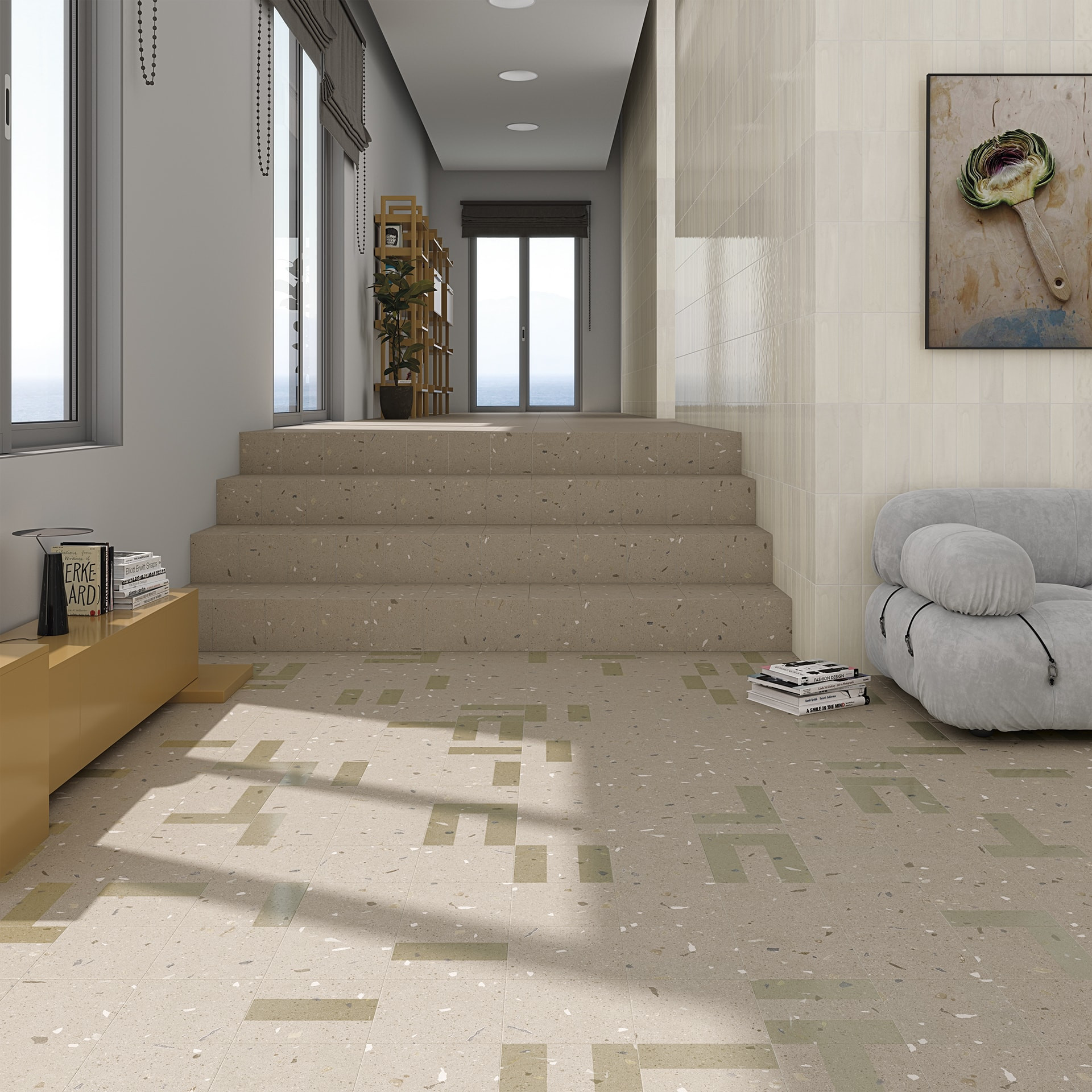 Croccante Eclair Avellana - Carrelage Patchwork aspect terrazzo 20x20 cm