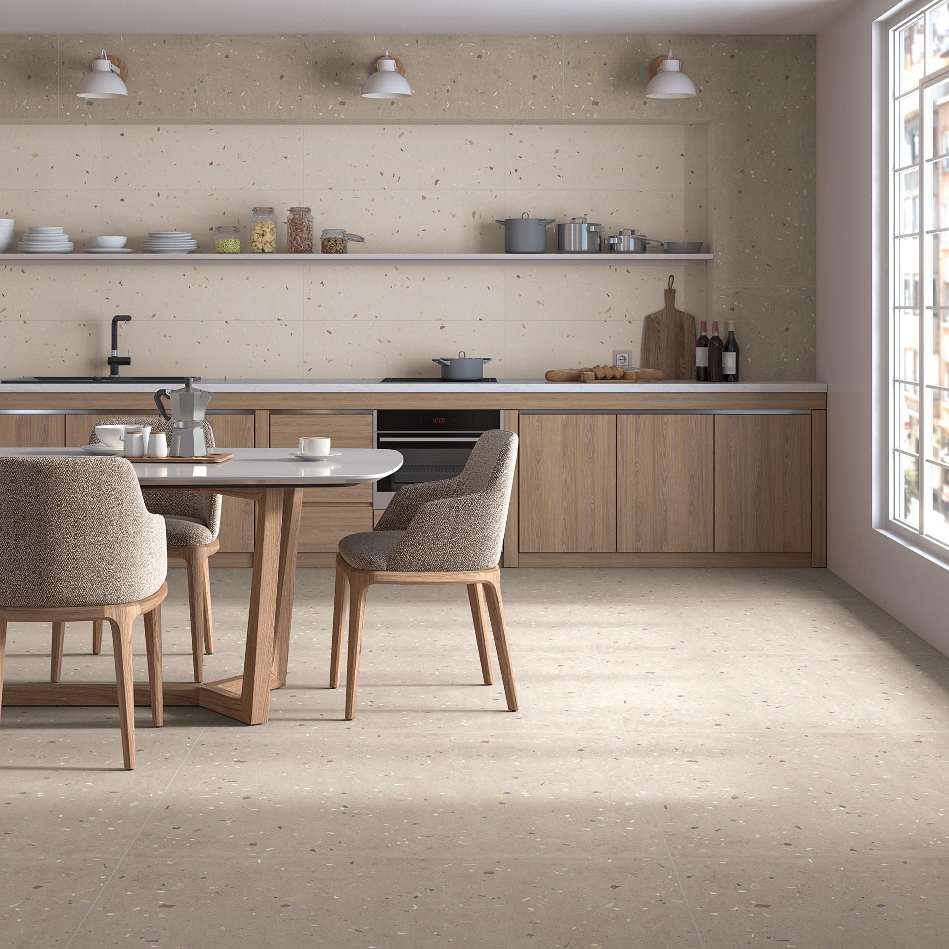 Croccante-R Avellana - Carrelage aspect terrazzo 80x80 cm