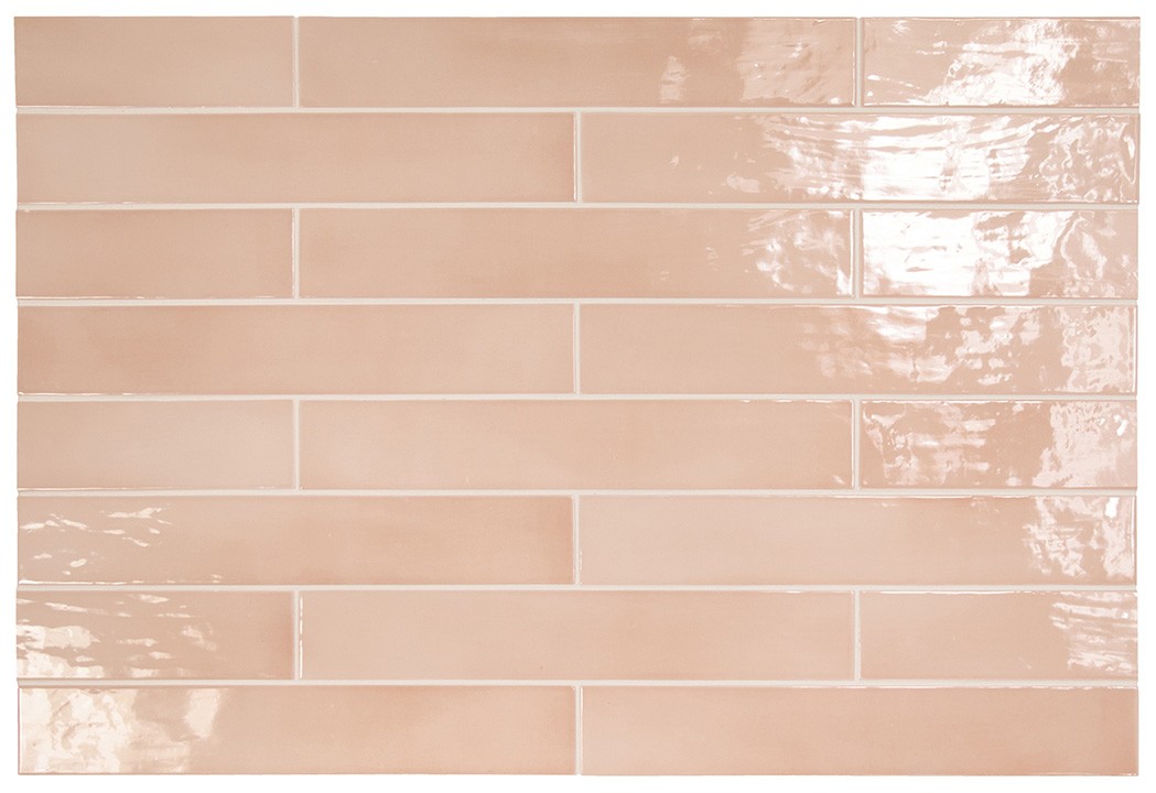 MANACOR BLUSH PINK - Faience 6,5x40 cm aspect zellige brillant Rose