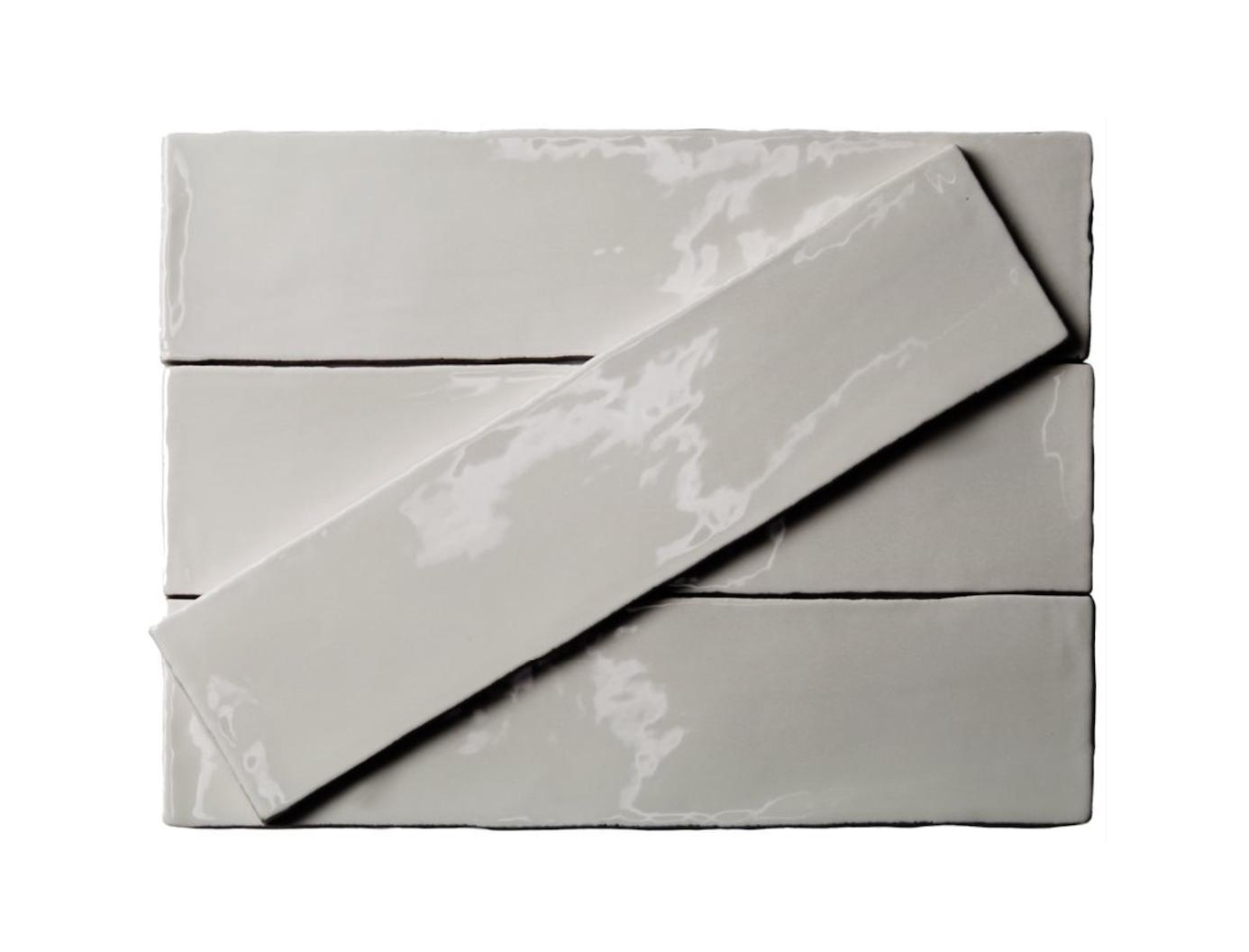 MASIA GRIS CLARO - faïence zellige 7,5x30 cm gris perle brillante