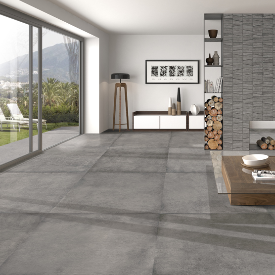 MATERIKA DARK GREY - 75x75cm - Carrelage sol moderne brut