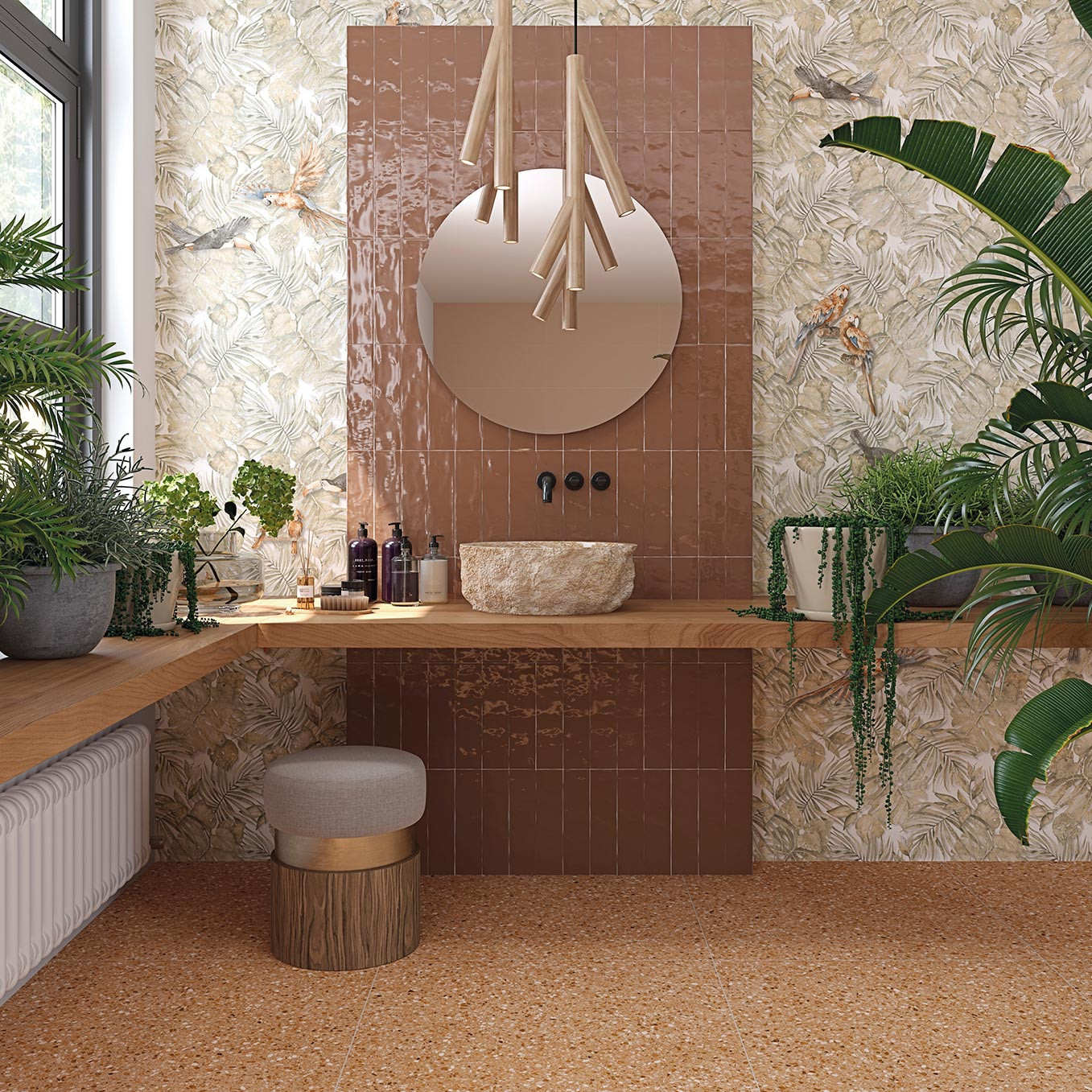 NIZA-R Antideslizante Rojizo 80 x 80 cm - Carrelage aspect terrazzo antidérapant