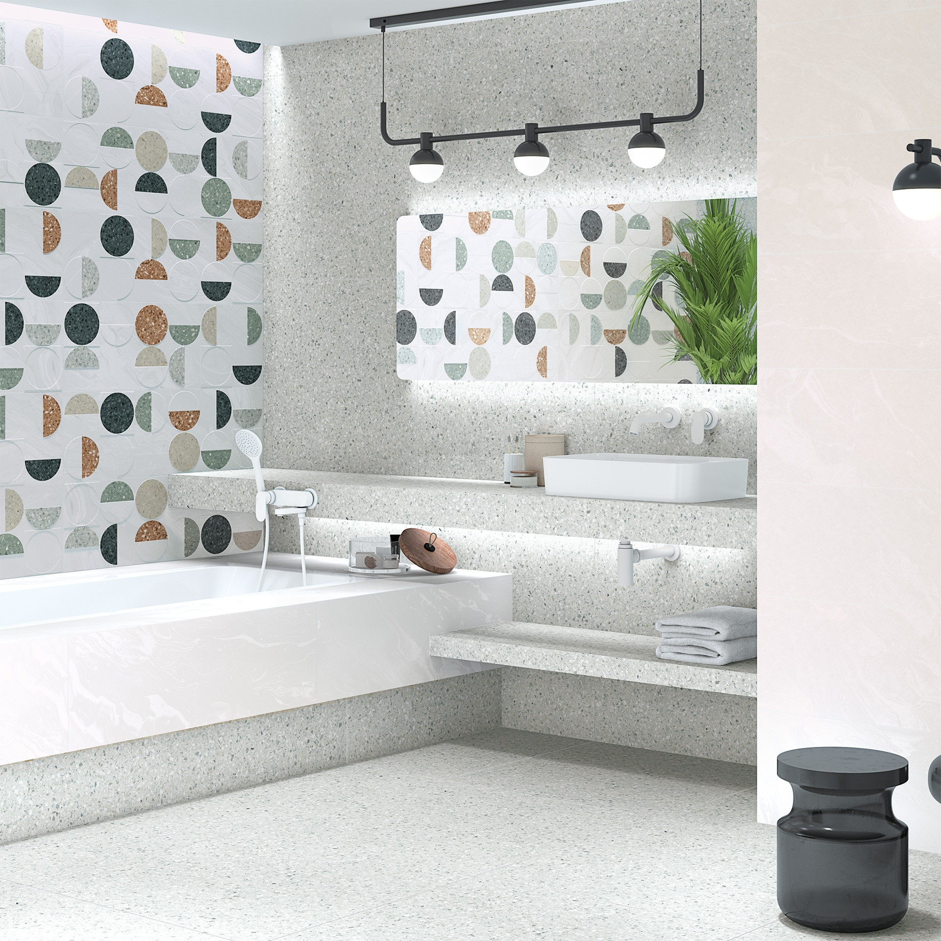 NIZA-R gris 80 x 80 cm - Carrelage aspect terrazzo mate