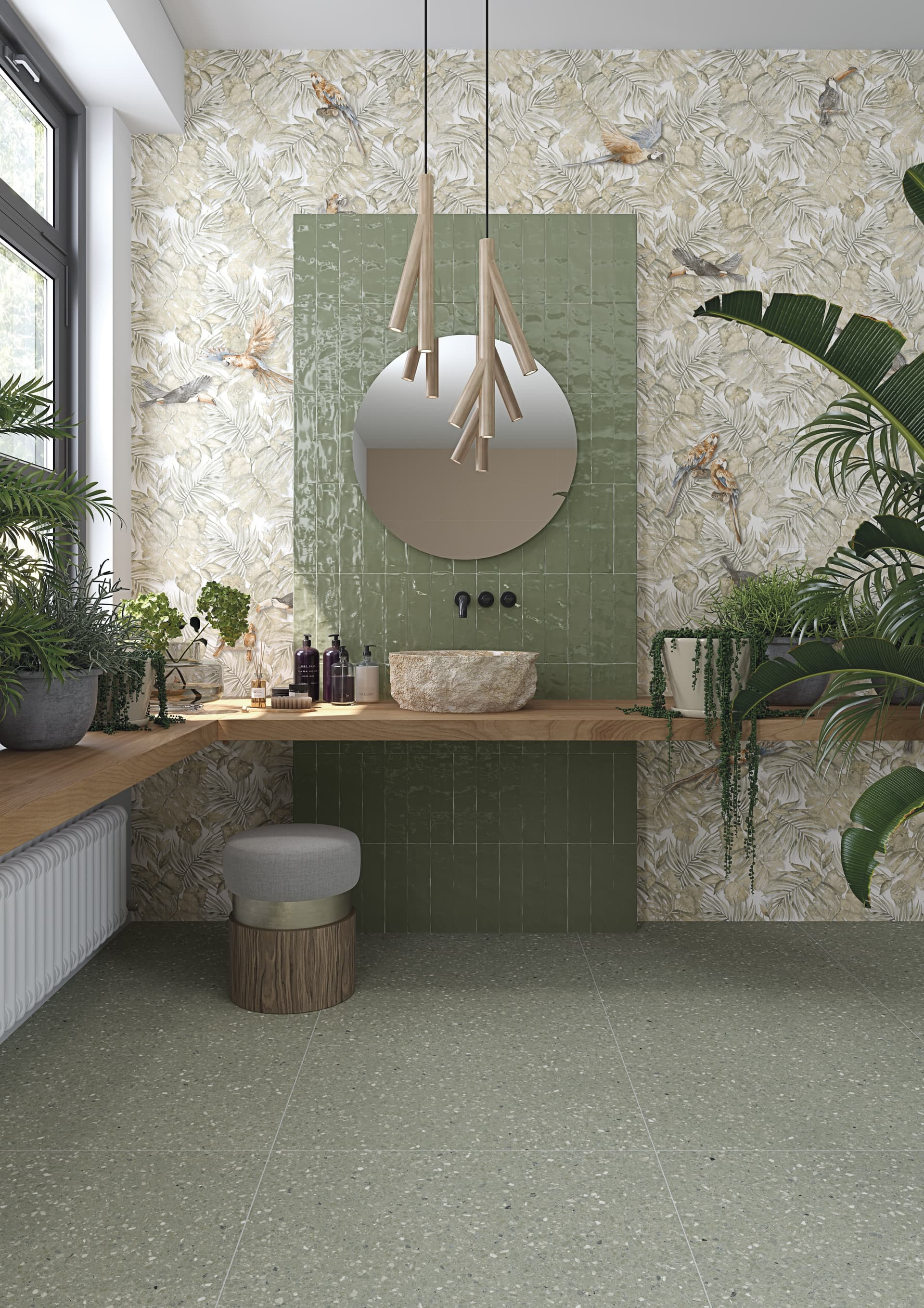 NIZA-R Verde 80 x 80 cm - Carrelage aspect terrazzo mate