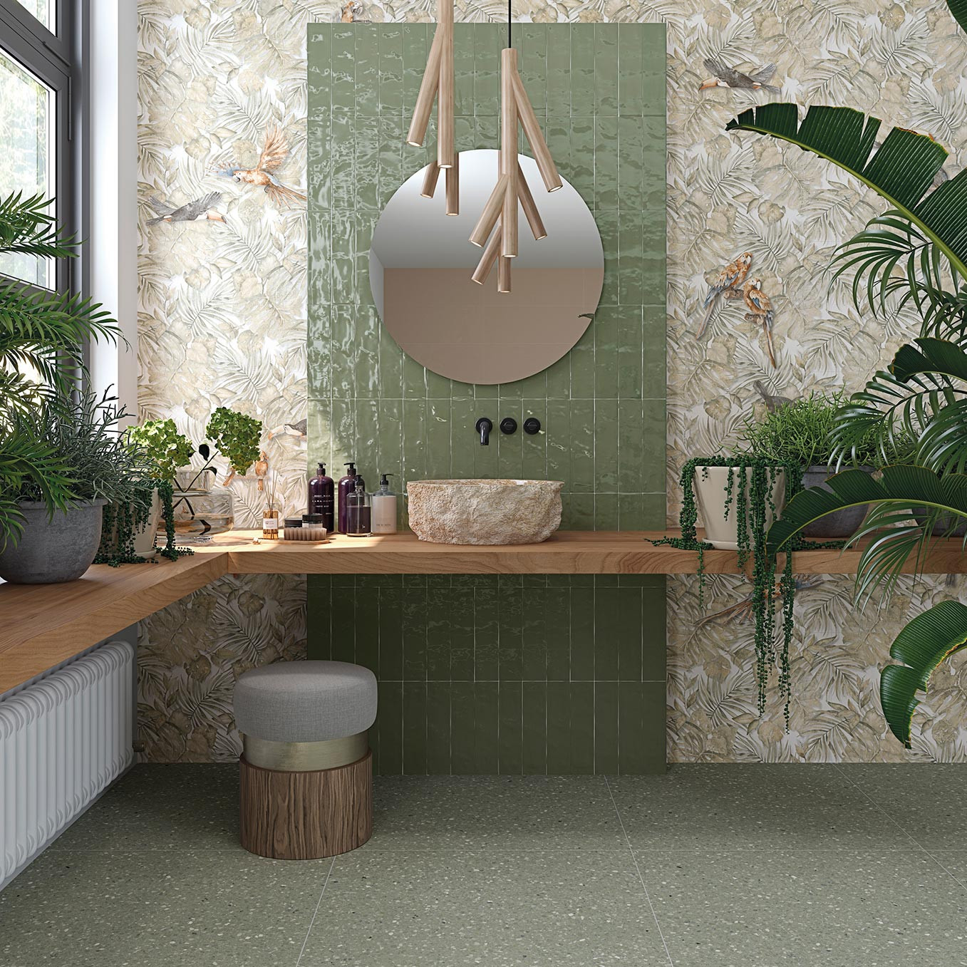 NIZA-R Verde 80 x 80 cm - Carrelage aspect terrazzo mate