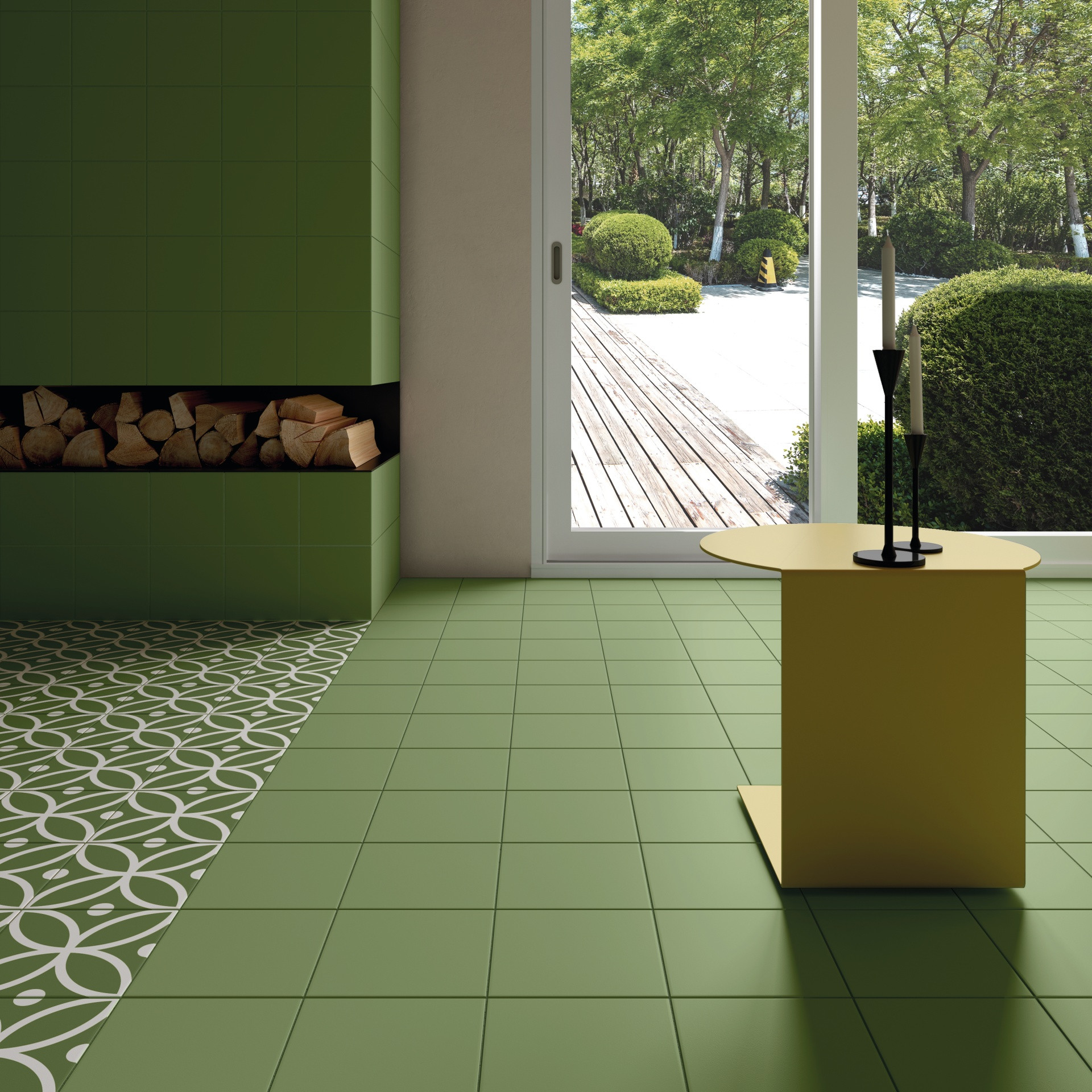 RIVOLI - UNI GREEN - Carrelage 20x20 cm aspect carreaux de ciment 30716