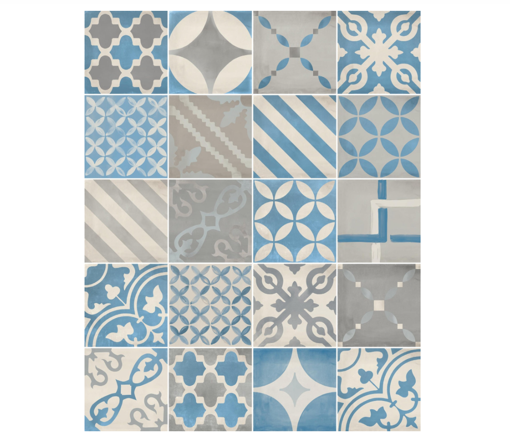 VENTI Boost BLUE MIX - Patchwork Carrelage imitation ciment 20x20 cm