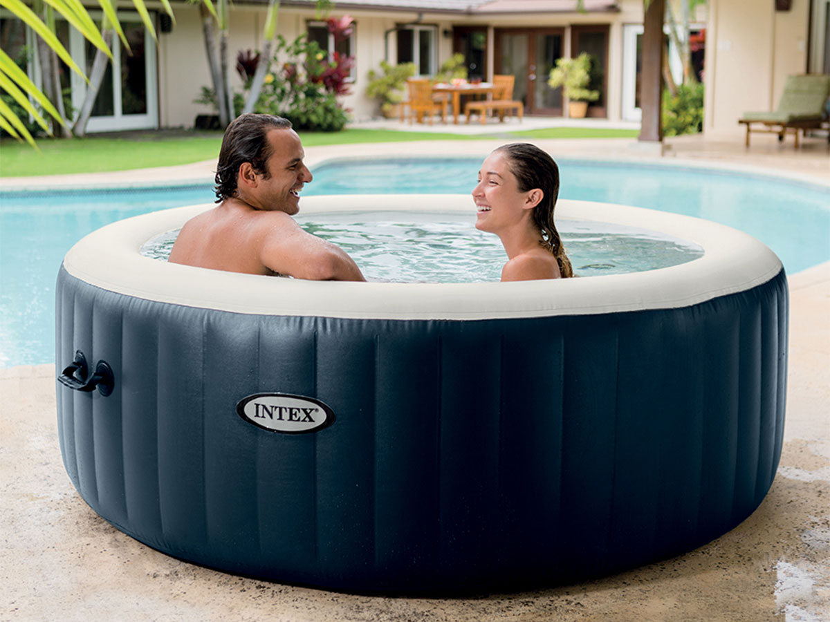 Spa gonflable PureSpa Blue Navy rond Bulles 4 places - Intex