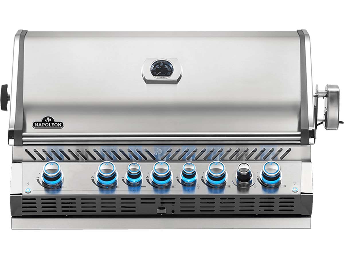 Barbecue gaz encastrable Prestige Pro 665 inox 4 brûleurs + Sizzle Zone + brûleur arrière + Fumage - Napoleon