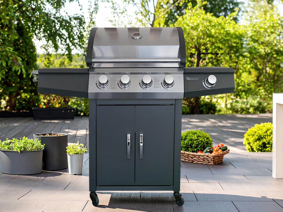 Barbecue à gaz Piretto 4 brûleurs + 1 brûleur latéral - Jardideco