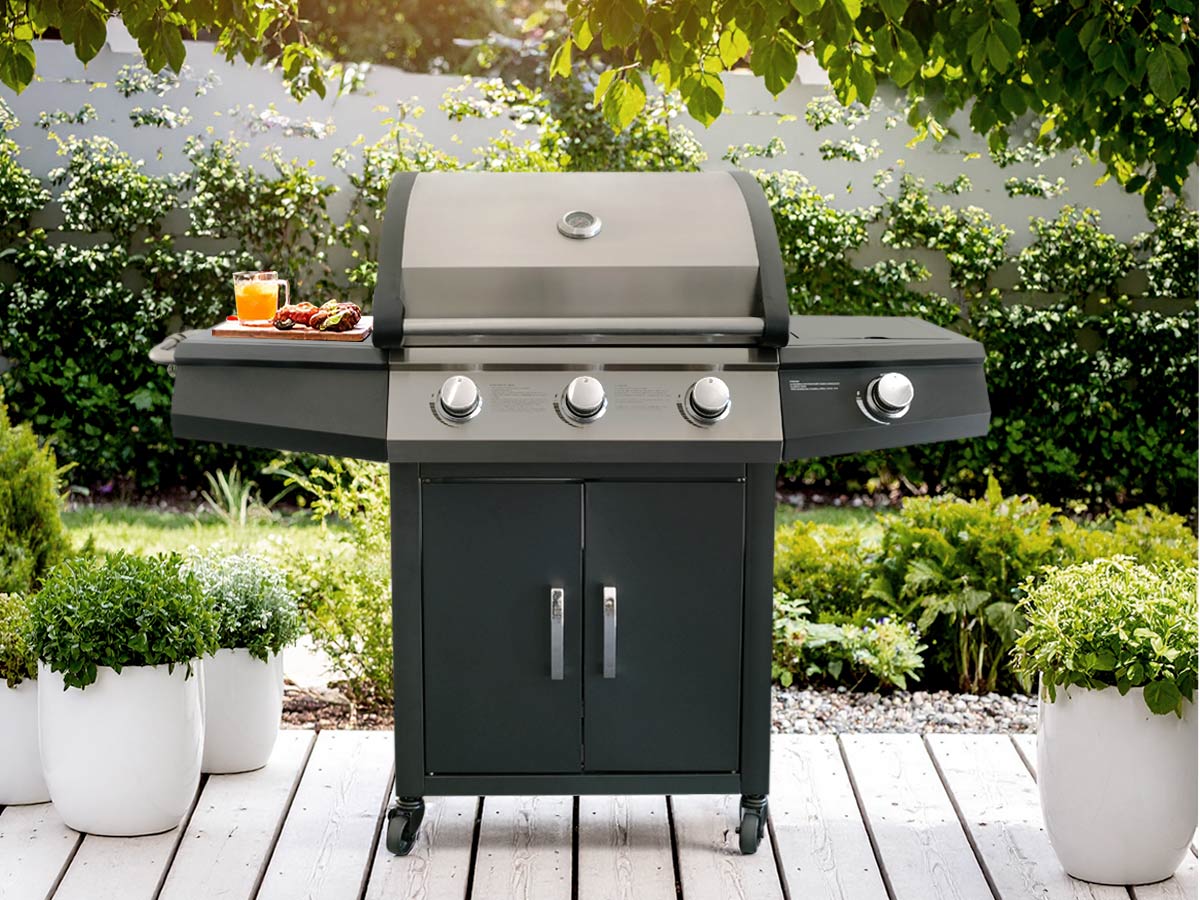 Barbecue à gaz Soleto 3 brûleurs + 1 brûleur latéral - Jardideco