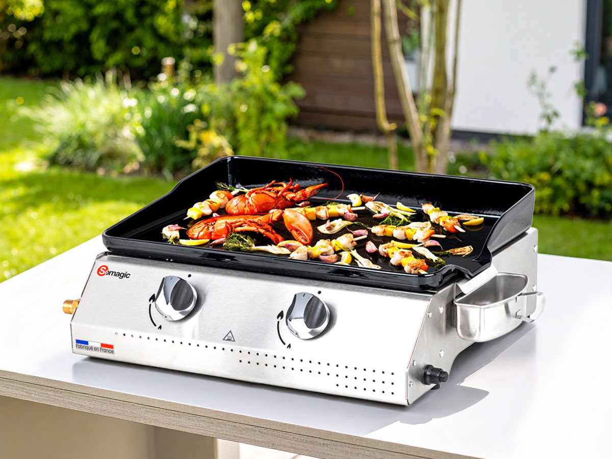 Plancha à gaz Vera 200 avec cuve en inox - Somagic