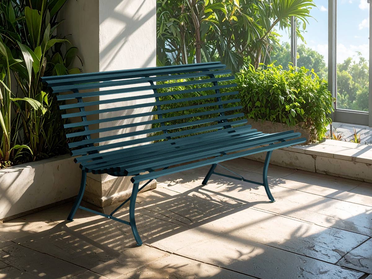 Banc de jardin en métal Louisiane Bleu Acapulco - Fermob