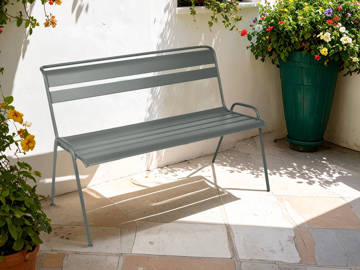 Banc de jardin en métal Monceau Gris Lapilli - Fermob