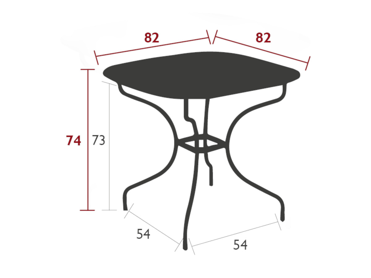 Table de jardin en métal Carronde Opera+ 82 x 82 cm Cerise Noire - Fermob