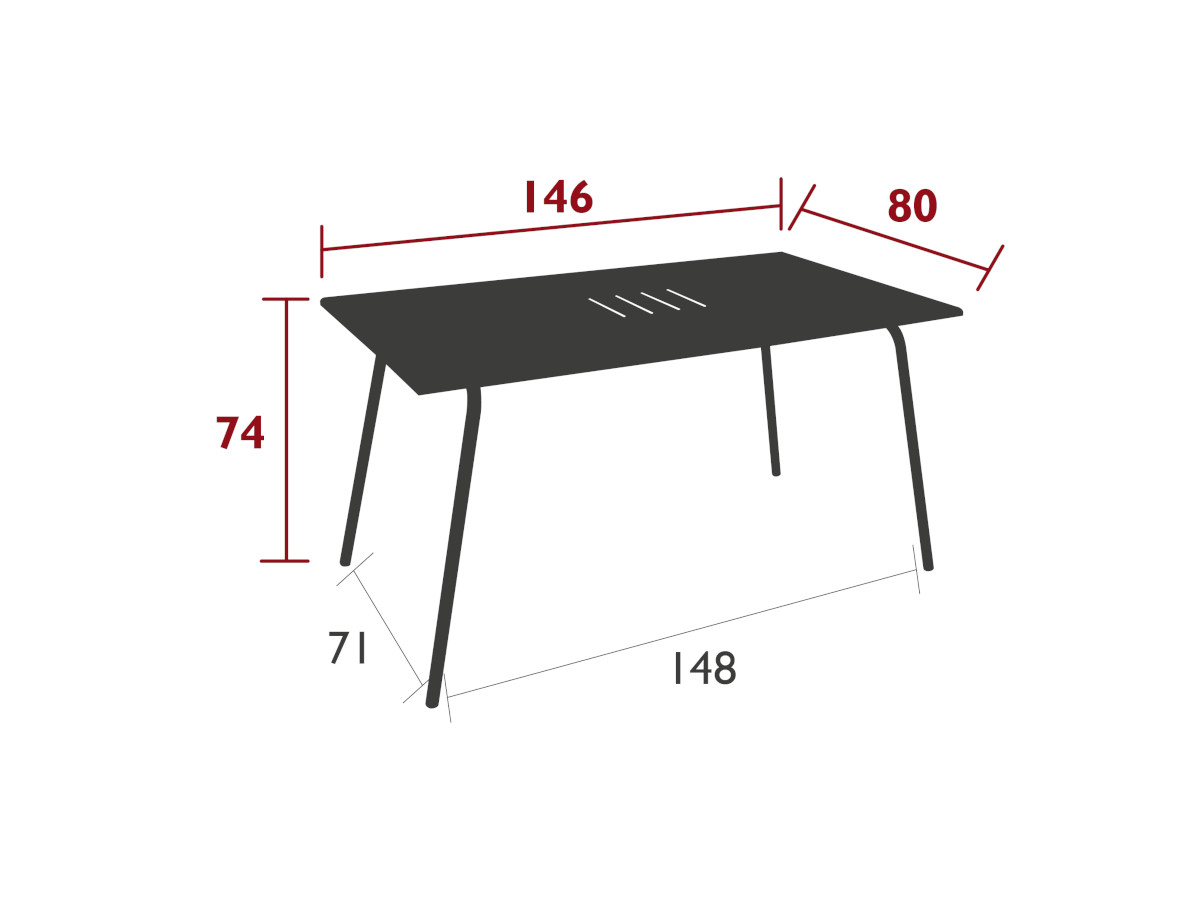 Table de jardin rectangulaire en métal Monceau 6 places Romarin - Fermob