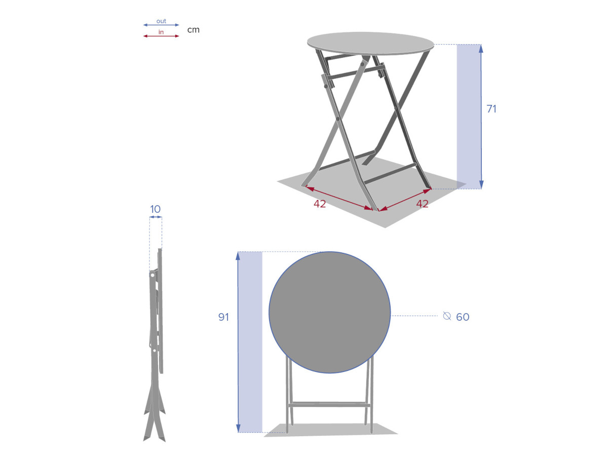 Table de jardin ronde Greensboro Ø 60 cm Groseille - Hespéride