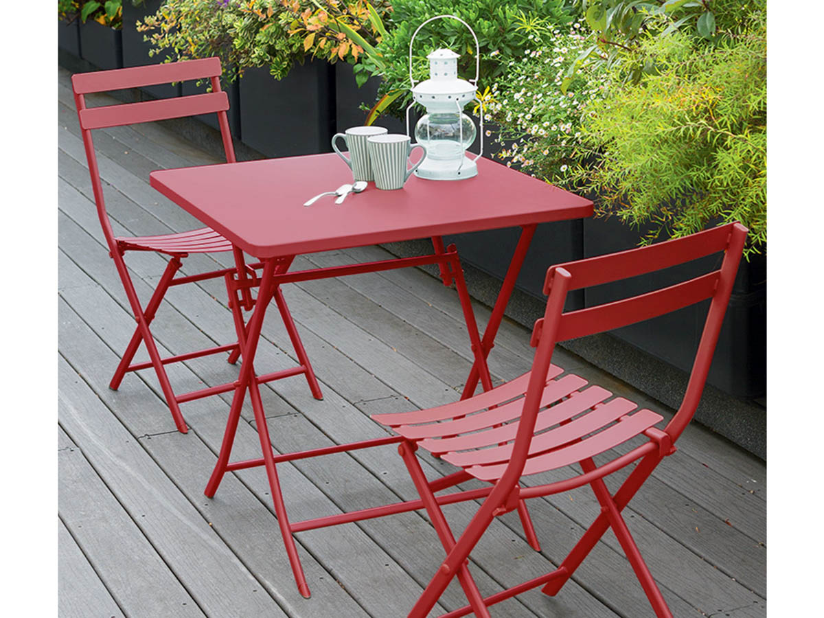 Table de jardin carrée Greensboro 70 x 70 cm Groseille - Hespéride