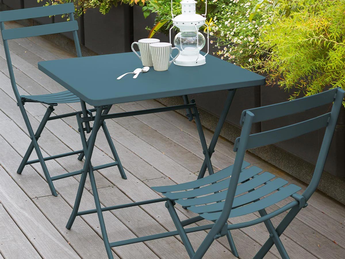 Table de jardin carrée Greensboro 70 x 70 cm Bleu Canard - Hespéride