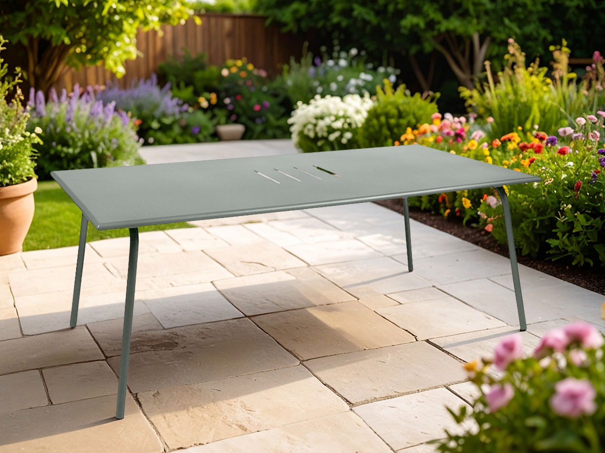 Table de jardin rectangulaire en métal Monceau 8 places Gris Lapilli - Fermob